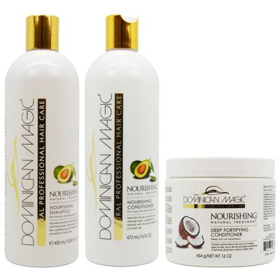 Dominican Magic Nourishing Shampoo, Conditioner Deep Fortifying Conditioner Set - Hydrating Strengthening, Dry, Damaged Hair - Enhances Shine Reduces Breakage, All Hair Types