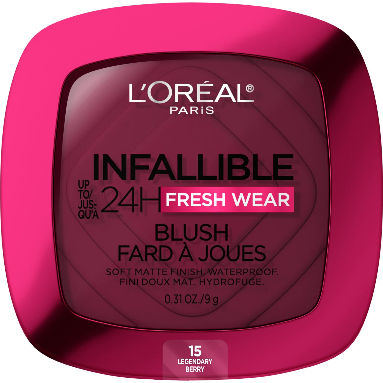 L&#39;Oreal Paris Infallible Up to 24H Fresh Wear Soft Matte Blush, Blendable, Long-Lasting and Waterproof Cheek Make Up, Legendary Berry 15, 0.31 Oz