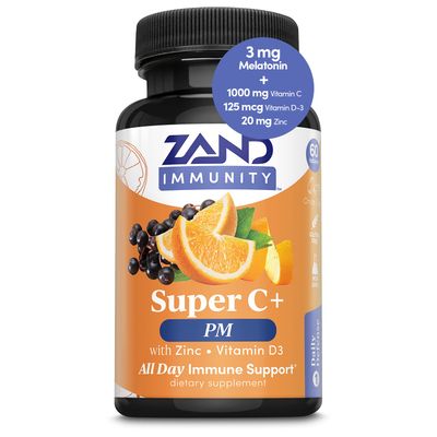 Zand Immunity Super C PM, Nighttime Immune Support Plus Melatonin, 1000mg PureWay-C Vitamin C, Zinc, D3 Elderberry, Enhanced Absorption - 60 Tablets, 30 Servings