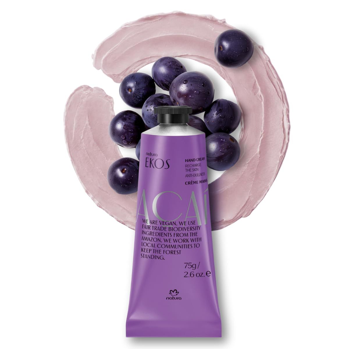 Natura - Ekos Aa Hand Cream - Anti-Dullness Hand Balm - Recharge the Skin - Fast Absorption - Skin Moisturizer - Vegan Skin Care - Brazilian Beauty Secrets - Self Care Body Care - 2.6oz (75g)