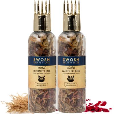 SWOSH Ayurvedic Herbal Hair Oil Mix 2 Combo Bottle with Healthy Hair Packed with Goodness of Ayurvedic Natural Dried Herbs For Oil Infusion Made In India Pack of 2(1 pack 0.35 Oz10 gm)