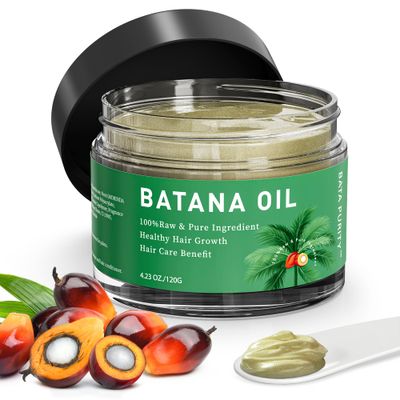 Batana Oil for Hair Growth - 100 Raw Batana Oil Paste from Honduras, Prevents Hair Loss, Enhances Thickness, Repairs Split Ends, Pure Hair Growth oil for Women Men 4.23 oz