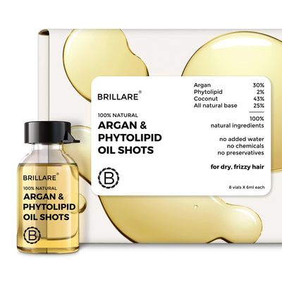 BRILLARE Heavy Moisturising Oil Shots, Perfect Blend of Argan Oil, Shea Seed, Soybean Oil Chamomile Oil, For Dry Damaged Hair, Hair Oil, 8 Shots x 6 ml