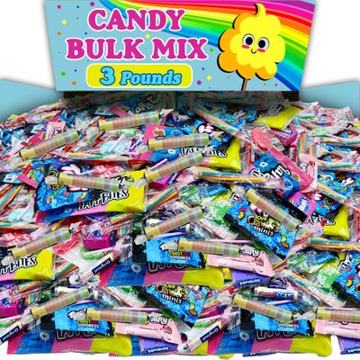 Assorted Candy Bulk Mix, 3 LB Bulk Individually Wrapped Variety Treats, Includes Lollipops, Twizzles, Gummies and More, Pastel Colored Spring Candy Mix for Parties, Pinatas and Kids Goodie Bags