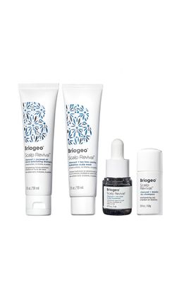 Briogeo Scalp Revival Soothe Detoxify Minis Kit, Soothe a Dry, Flaky, Itchy Scalp, Clarify Build Up, Scalp Detox, Unclog Hair Follicles,Travel Kit, Vegan, Cruelty-Free, 4-Piece Set