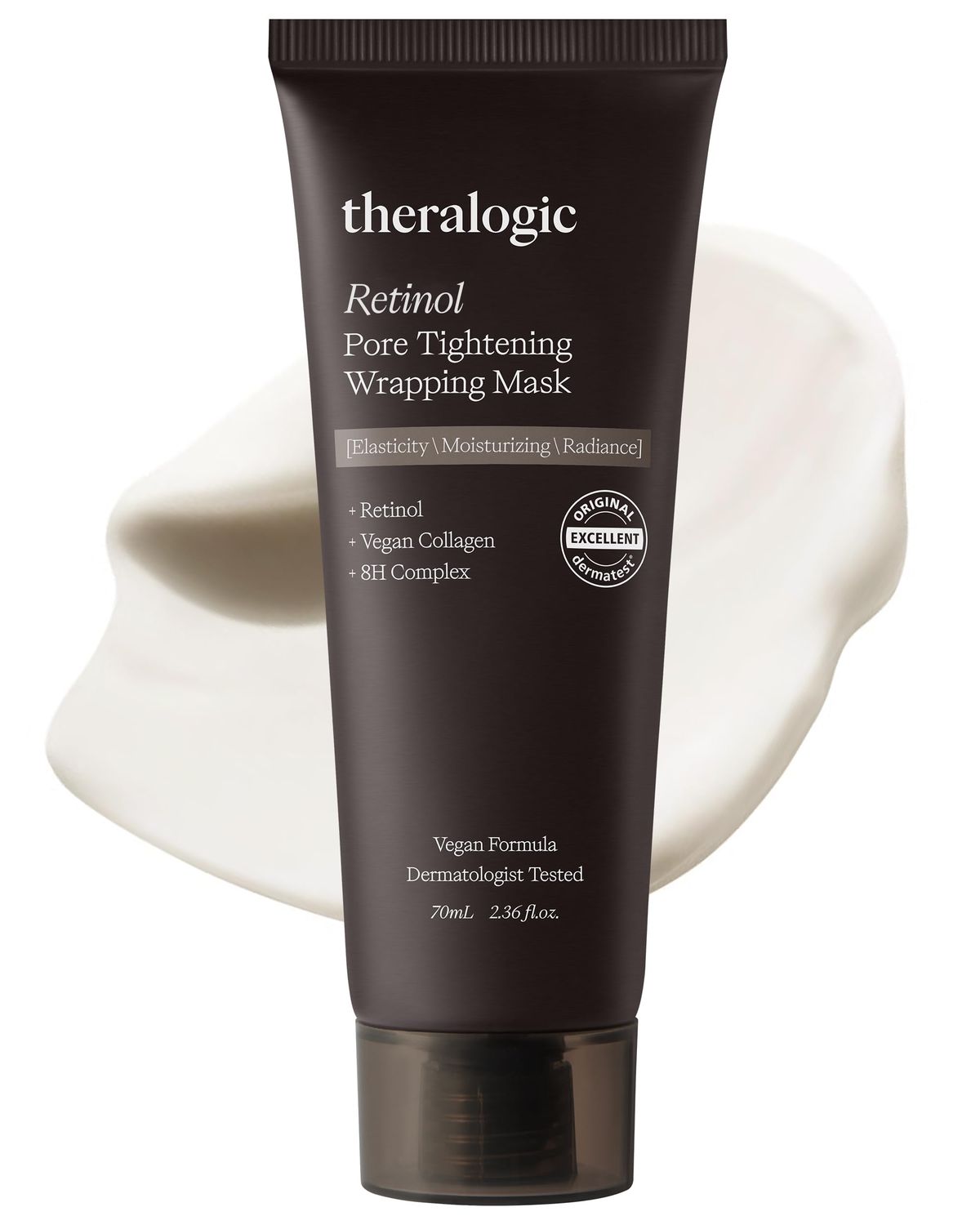 theralogic Retinol Pore Tightening Wrapping Mask - Korean Pore Elasticity Peel Off Mask with Collagen, Peptides, Hyaluronic Acid - Firming Skin Glow Mask - Vegan, Derma Tested, 2.36oz.