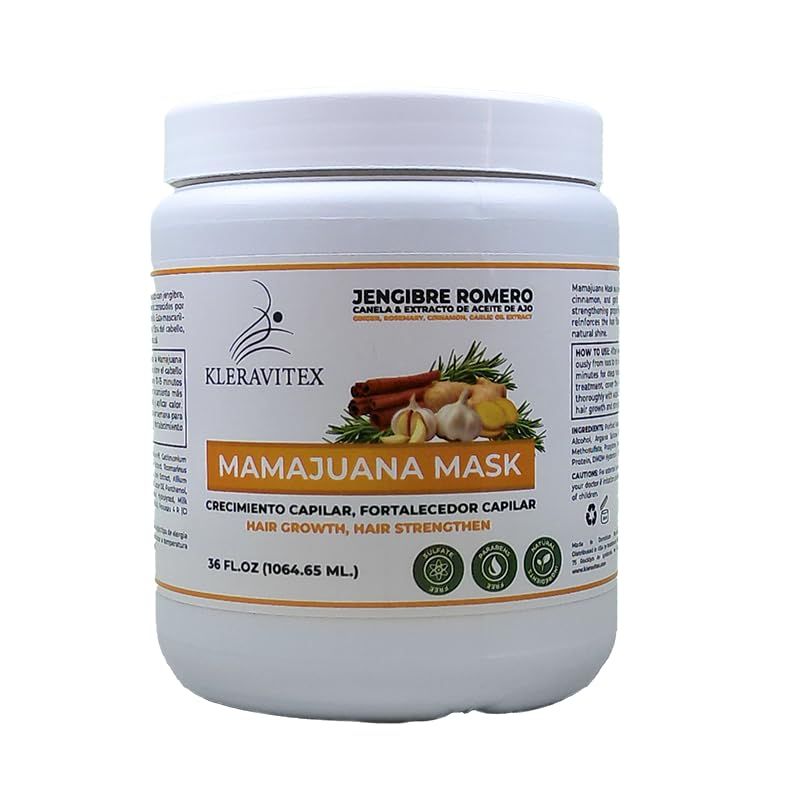 Kleravitex Mamajuana Hair Mask - Deep Treatment with Ginger, Rosemary, Cinnamon Garlic Oil Extract - Hair Mask for Dry Damaged Hair and Growth, Paraben Sulfate Free Hair Treatment (36 OZ)
