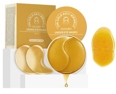 YOYORY Under Eye Patches Masks - 24K Gold Eye Patch for Puffy Eyes and Dark Circles, Fine Lines, Wrinkles, Eye Bags Treatment with Collagen and Hyaluronic Acid, Moisturizing and Hydrating Gold(60 Pcs)