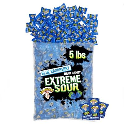 WARHEADS - Extreme Sour Hard Candy - Blue Raspberry Flavor - Perfect for Celebrations - 5 lb Bulk Bag
