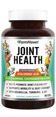 FarmHaven Glucosamine Chondroitin MSM with Boswellia, Turmeric Added Hyaluronic Acid Vitamin D3 Promotes Joint Muscle Health Inflammation Response Non-GMO Gluten Free 90 Capsules