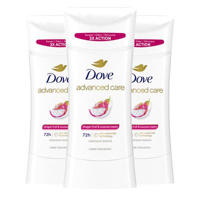 Dove Advanced Care Antiperspirant Deodorant for Women Dragon Fruit Coconut Cream 3 pack 72 hour sweat and odor protection 2.6 oz