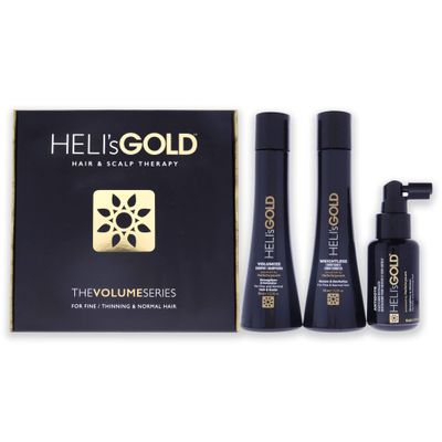 HELI&#39;s GOLD Volume Series Travel Kit - For FineThin Hair - StrengthenRepair - Volumize Shampoo - Weightless Conditioner - Scalp Hair Revitalizer - Color Safe - 3pc