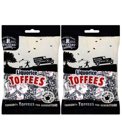 Walkers&#39; Nonsuch Liquorice Toffees with Condensed Milk Black Treacle Imported from the UK Traditional British Candy Old Fashioned Licorice Toffee 5.29 Oz (Pack of 2)