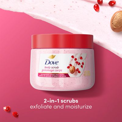 Dove Pomegranate Shea Butter Body Scrub Exfoliates and Deeply Nourishes for Smooth, Radiant Skin 15oz