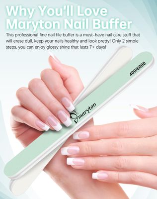 Maryton Nail Buffer and Shine Kit - 10pcs Nail Shine Buffer Blocks for Natural Nails Polisher Fingernail Buffer Buffing File 400 6000 Grit