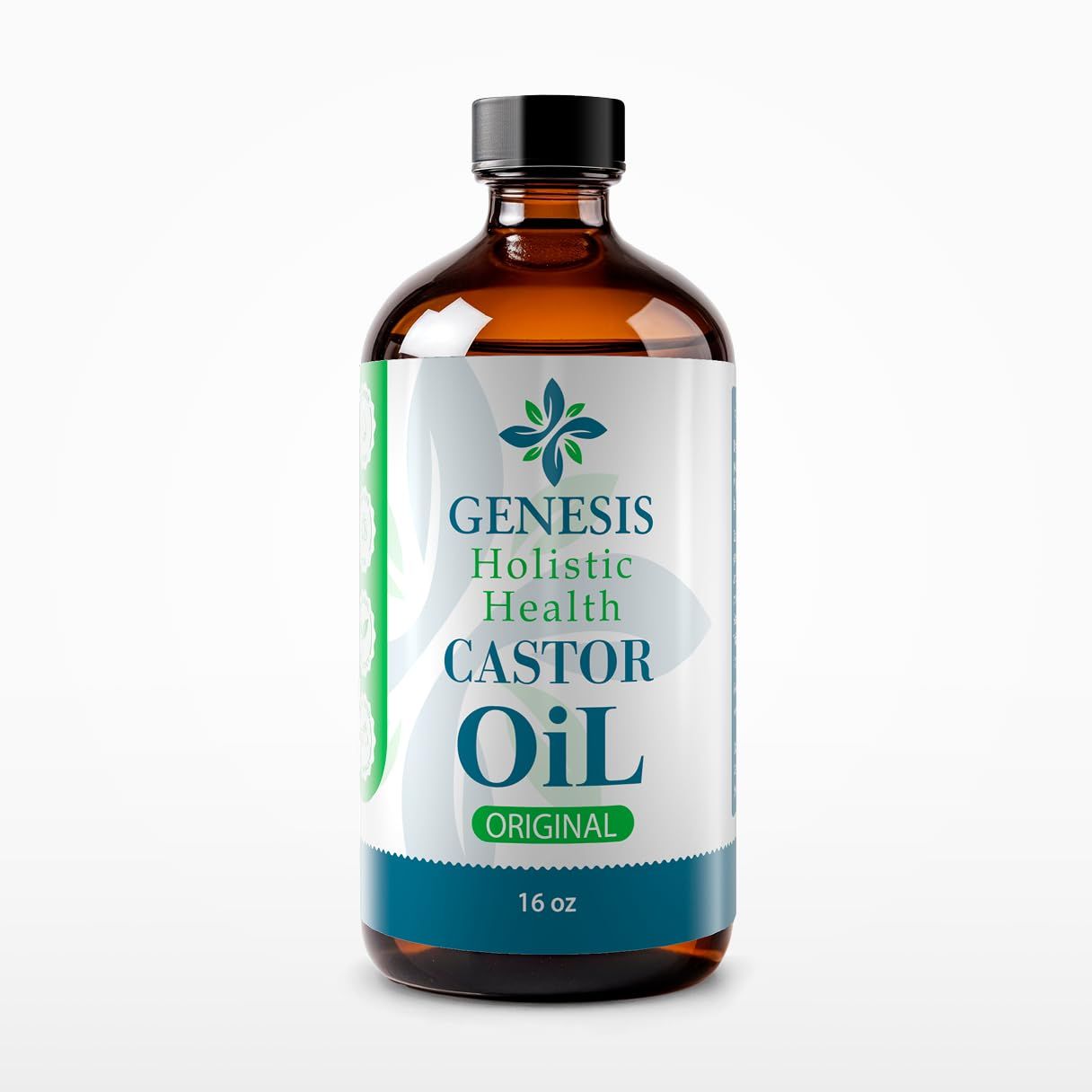 Genesis Holistic Health Organic Castor Oil - 100 Pure, Cold Pressed, Hexane Free - Nourishing Hair Skin Oil - Eyelash Eyebrow Growth, Deep Moisturizer - 16 oz Glass Bottle