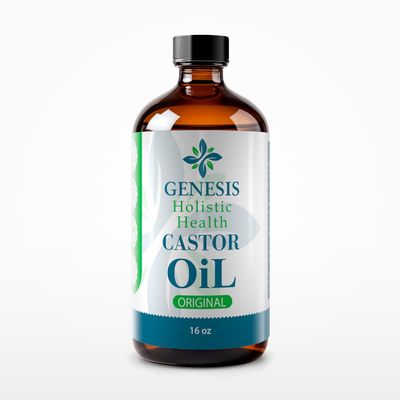 Genesis Holistic Health Organic Castor Oil - 100 Pure, Cold Pressed, Hexane Free - Nourishing Hair Skin Oil - Eyelash Eyebrow Growth, Deep Moisturizer - 16 oz Glass Bottle