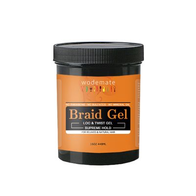 wodemate Braiding Gel Shining Hair Jam Edge Control Extreme Hold, No Flaking Long Lasting Loc Gel for Retwist, Box Braids Cornrows 16 oz