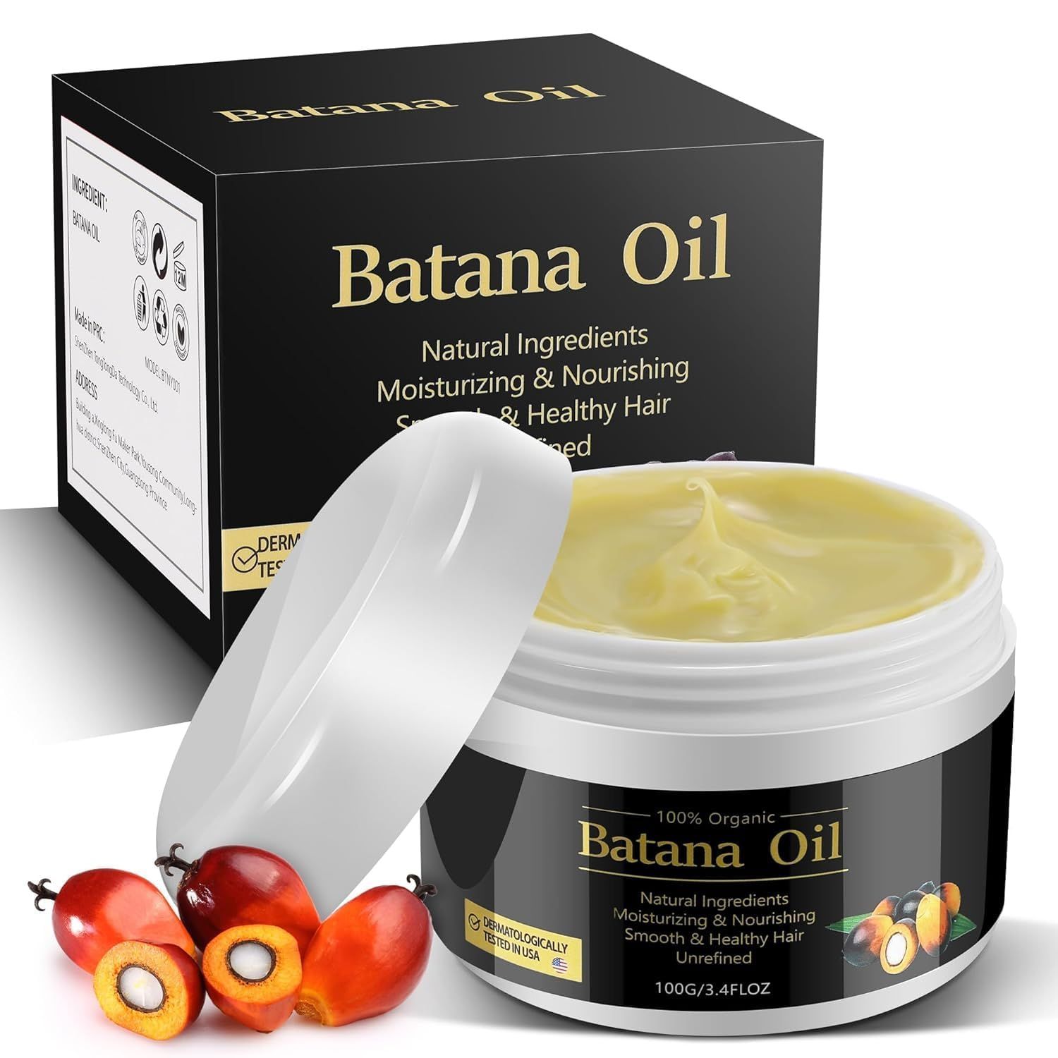 DELUXXEE Raw Batana Oil from Honduras - 100 Natural Organic Dr. Sebi Hair Growth Oil Solution for Men Women, Raw, Unrefined, Enhances Thickness, Prevents Hair Loss