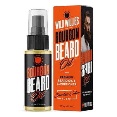Wild Willies Premium Beard Oil Conditioner (Bourbon Cedar) - Natural, Organic Ingredients Essential Oils Promotes Beard Growth, Removes Itch Dandruff - Deep Softener Restores Moisture - 2 Oz