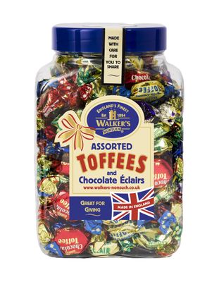 Walkers&#39; Nonsuch Assorted Toffees Chocolate clairs Contains English Creamy, Milk Dark Chocolate Covered, Banana Split Milk Toffees Traditional British Candy 44.09 Oz (1.25kg)