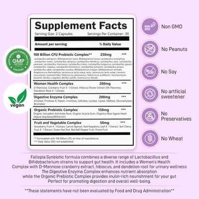 Probiotics for Women 100 Billion CFU - 34 Strains with Digestive Enzymes, Cranberry, D-Mannose Prebiotics - Vaginal Probiotics for pH Balance, Odor, UTI, Yeast Infection Gut Health - 60 CT