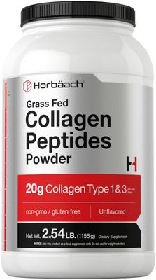 Horbaach Collagen Peptides Powder 40 oz Unflavored for Men Women Grassfed Type I III Non-GMO, Gluten Free Supplement