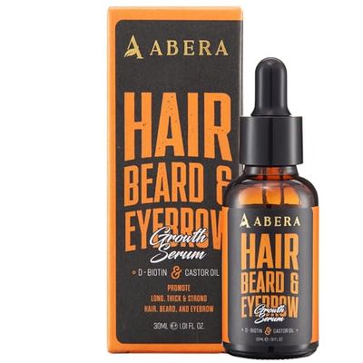 Abera Hair Growth Serum for Hair Loss, Natural Hair Regrowth Treatment for Hair Beard with Biotin Castor Oil