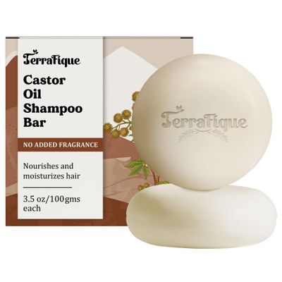 Terrafique Castor Oil Shampoo Bar - No Added Fragrance - Solid Shampoo for Thinning Hair - Men and Women - 3.5 Oz - Pack of 2