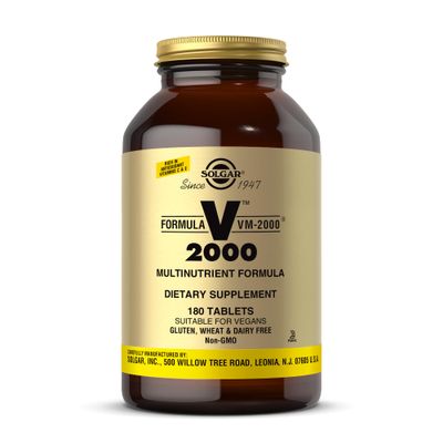 SOLGAR Formula VM-2000, 180 Tablets - Multinutrient System - Non-GMO, Vegan, Kosher, Gluten Free, Dairy Free - 90 Servings