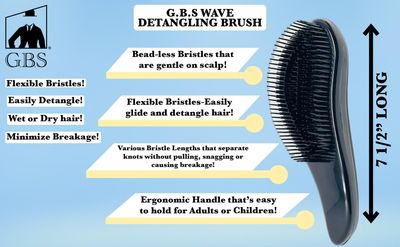 G.B.S Detangling Brush For Women and Girls, Dry and Wet Hair Brush Detangler for All Hair Types Eliminate Tangles and Knots, Black