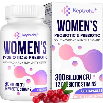 Vaginal Probiotics for Women - 300 Billion CFUs 12 Strains Probiotics with Prebiotic, Organic Cranberry Extract Daily Women&#39;s Probiotic for Vaginal, Urinary, Digestive, Gut, Immune Health, 60 Capsules