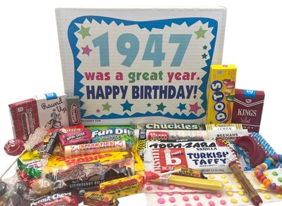 RETRO CANDY YUM 1947 78th Birthday Gift Box Nostalgic Candy Assortment from Childhood for 78 Year Old Man or Woman Born 1947