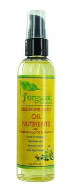 J&#39;Organic Solutions Moisture Lock Oil Nutrients (with avocado, Castor, Sweet almond oil) 4 Oz