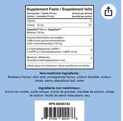 Dream Water Sleep Aid Supplement Drink; Melatonin 5mg, GABA, 5-HTP; Zero Sugar, Natural Flavors, No Added Colors, 2.5 oz Liquid Sleep Shots, Snoozeberry, 12-Count