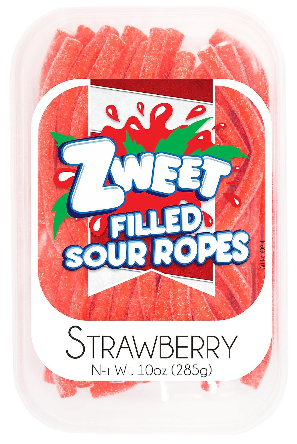 Zweet Sour Strawbery Ropes Candy Ropes 10 Ounce - Sour Kosher Candy, Halal Candy - Resealable Pack of Sour Licorice Ropes, Red Candy