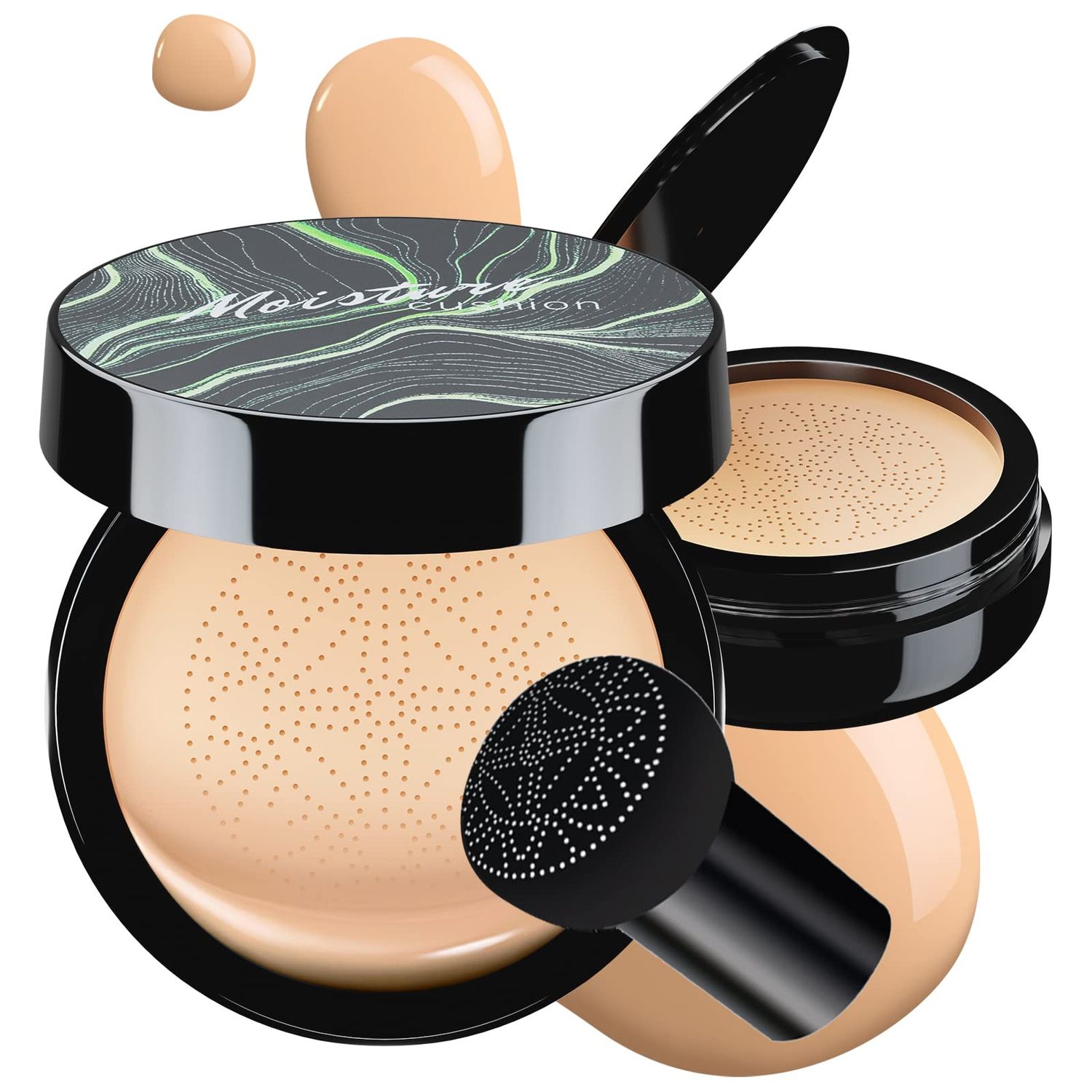 Mushroom Head Air Cushion CC Cream - BB Cream Foundation Makeup Moisturizing Concealer Long-Lasting, Cushion Foundation Full Coverage Self Adjusting for Mature Skin All Skin Types (Natural)