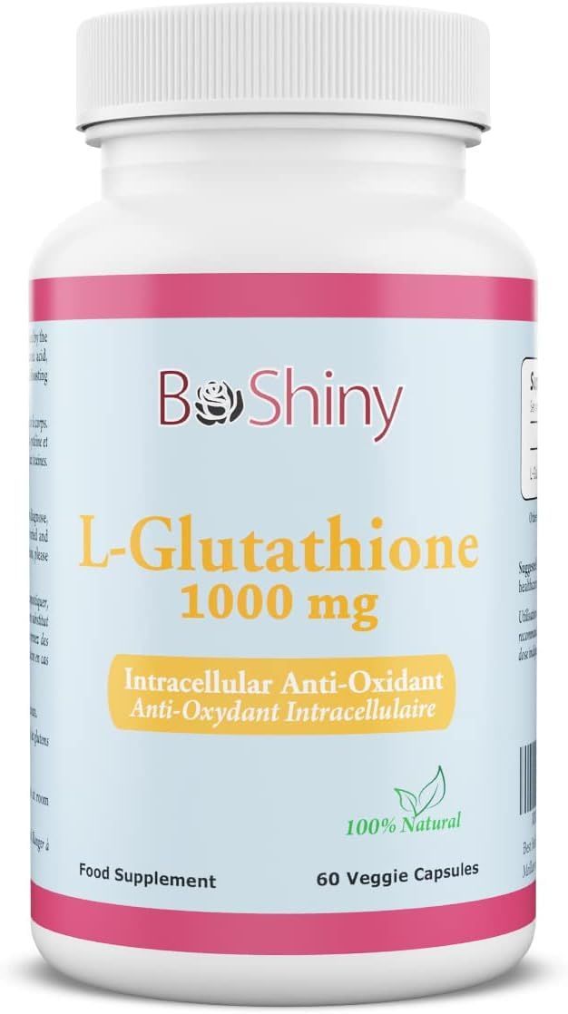 L Glutathione Skin Lightening Brightening Pills 1000 mg Antioxidant Anti Aging to Support Liver Health Detox Help Immune Brain Function Reduce Free Radical Damage Vegan 60 Capsules