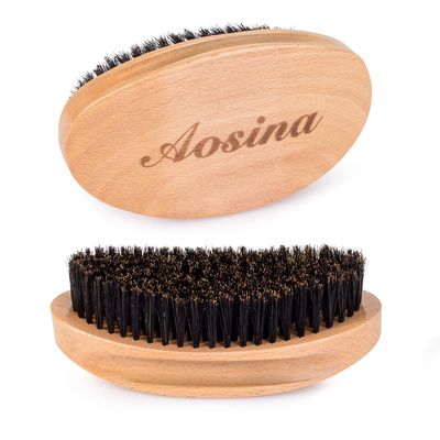 Aosina Wave Brush for Men 360, Natural Boar Bristle Hair Brush for Women&#39;s Grooming and Hair Styling,Curved Palm Hair Brush for Black Men