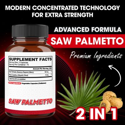 agobi Saw Palmetto Supplement with Maca Root - High Extract Support for Hair Health, Restful Mood, Immune System Energy Production - 150 Veggie Capsules