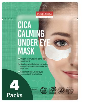 Purederm Cica Calming Under Eye Mask (4 Pack) - Cica Under Eye Patches for Relaxing Calming