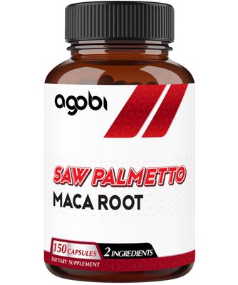 agobi Saw Palmetto Supplement with Maca Root - High Extract Support for Hair Health, Restful Mood, Immune System Energy Production - 150 Veggie Capsules