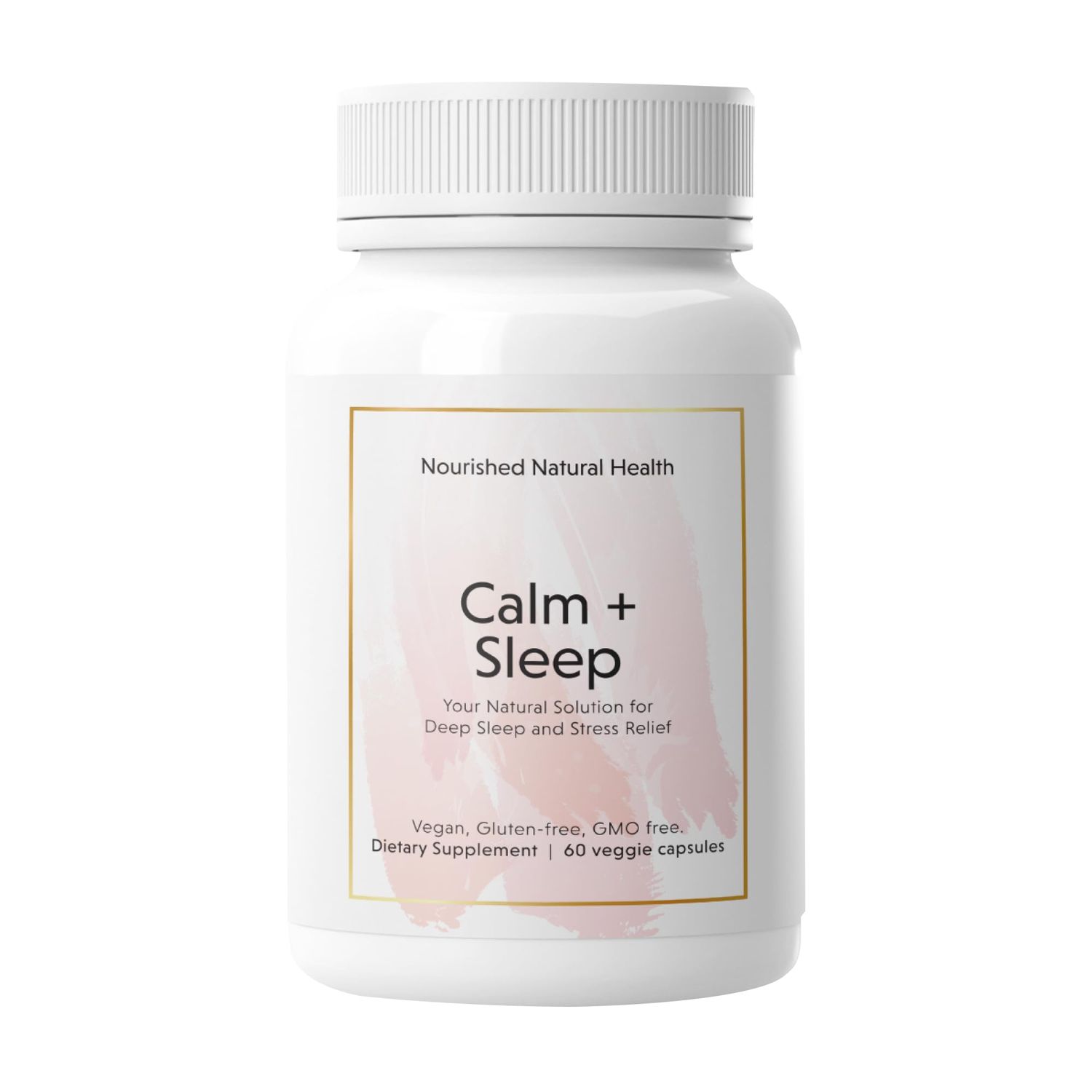 Nourished Natural - Calm Sleep Capsules for Deep Rest Relaxation with Ashwagandha, Chamomile, Tart Cherry Extract, Passionflower, L-theanine, Magnesium - 60 Capsules