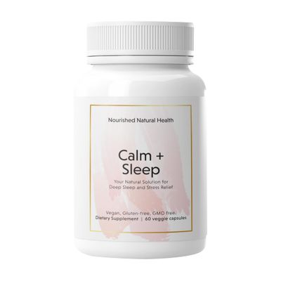 Nourished Natural - Calm Sleep Capsules for Deep Rest Relaxation with Ashwagandha, Chamomile, Tart Cherry Extract, Passionflower, L-theanine, Magnesium - 60 Capsules