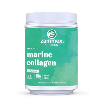 Zammex Marine Collagen Peptides Powder Unflavored, Wild-Caught Fish Collagen Powder, Supports Healthy Skin, Hair, Joints, Type 1 3 Collagen Supplement for Women - Easy to Mix. (32 Servings)