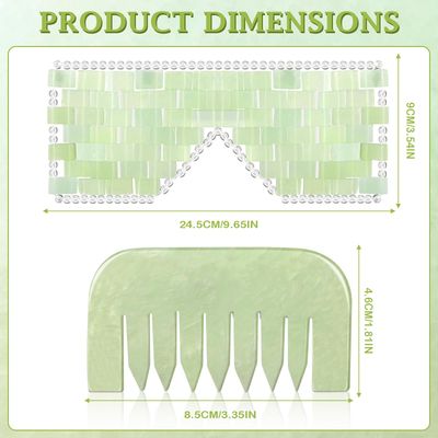 Halfchet Jade Eye Mask and Jade Comb Set Includes Weighted Eye Mask to Eliminate Wrinkles Puffiness Headache and Migraine Relief Handheld Natural Jade Massage Comb for Head Caring Therapy