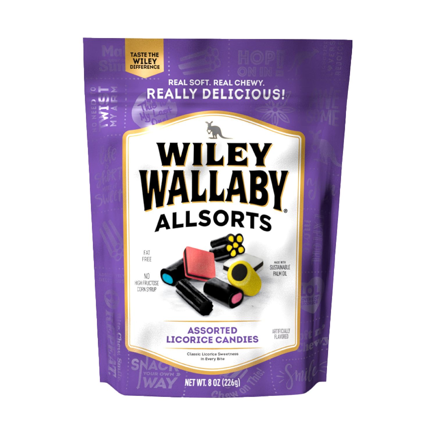Wiley Wallaby 8 Ounce Allsorts Gourmet Australian Style Soft Chewy Assorted Licorice Candy (1 Pack)