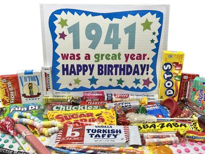 RETRO CANDY YUM 1941 84th Birthday Gift Box of Nostalgic Retro Candy Mix from Childhood for 84 Year Old Man or Woman Born in 1941