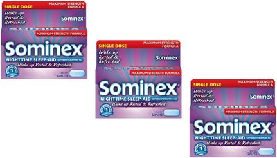 Sominex Nighttime Sleep-Aid Caplets, Maximum Strength, 16 ea (Pack of 3)