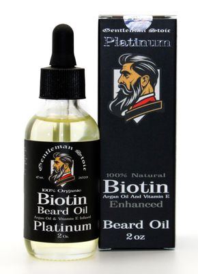Gentleman Stoic - Platinum Beard Oil for Men - Natural Biotin Enhanced Beard Growth Oil - Argan Vitamin E - Softens and Controls - Beard Growth Oil for Men - Spiced Vanilla Scent (2oz - Pack of 1)